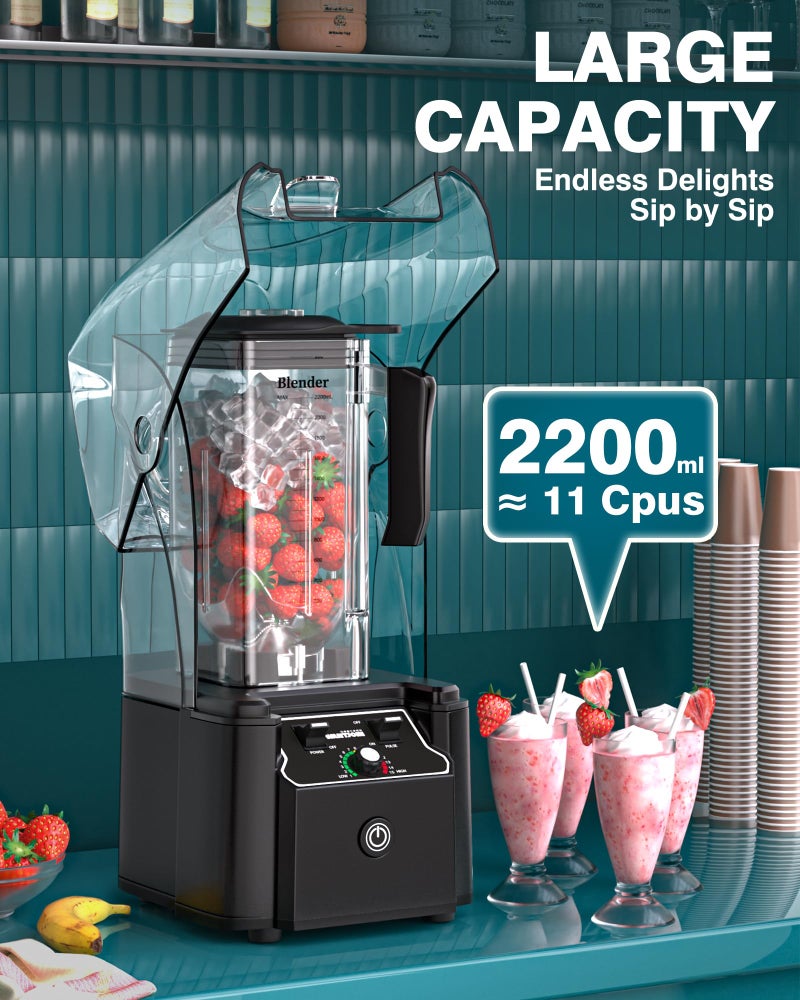 WantJoin Professional Commercial Blender Cups, ONLY for WantJoin K90 Blender Shield Quiet Sound Enclosure 2200W Industries Strong and Quiet Professional-Grade Power (Plastic) - Image 2